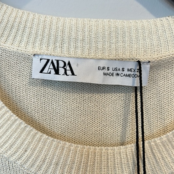 Zara Lightweight Long Sleeve Maxi Dress Cream NWT - Picture 4 of 7